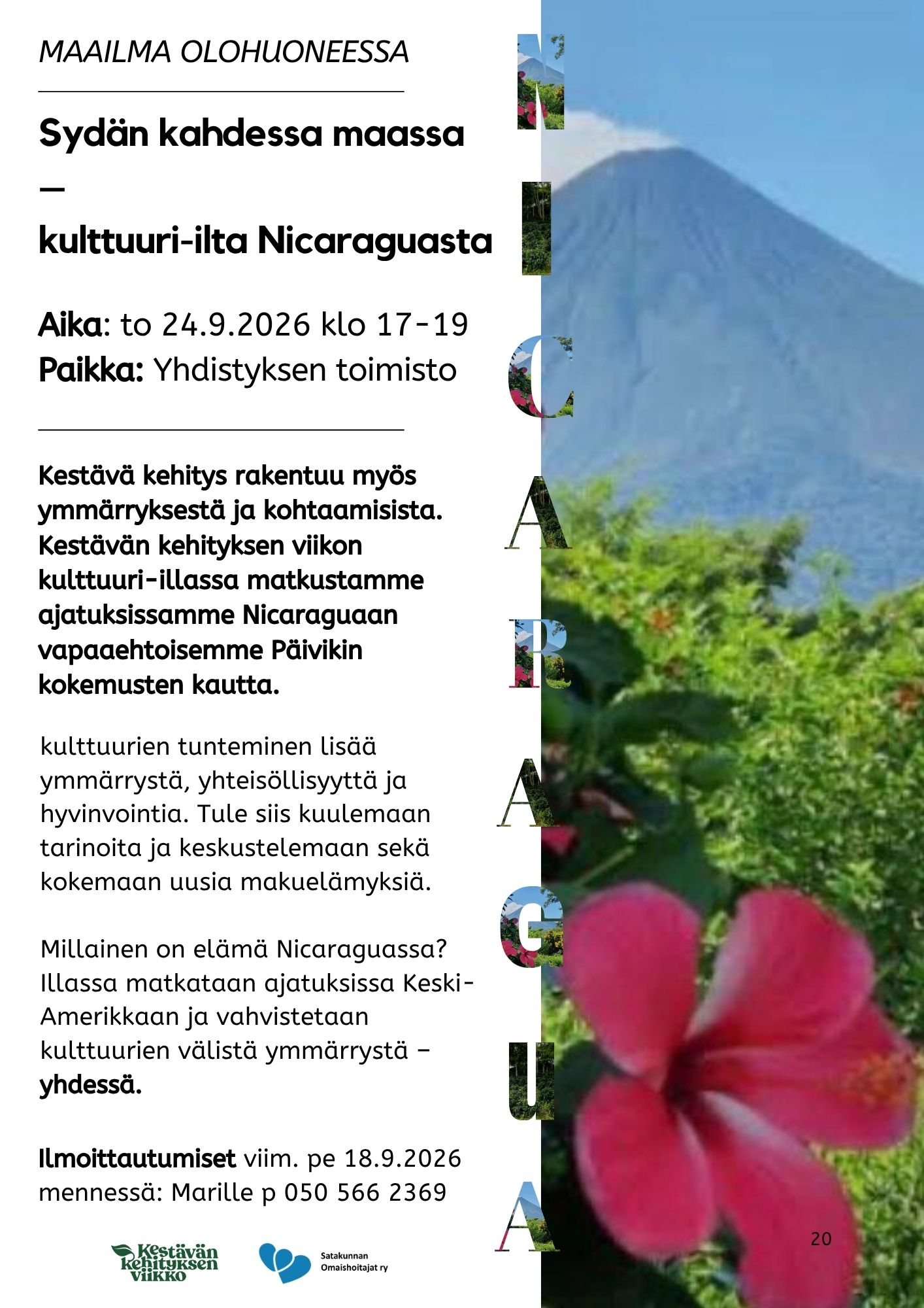 Maailma olohuoneessa. Sydän kahdessa maassa- kulttuuri-ilta Nicaraguasta featured image